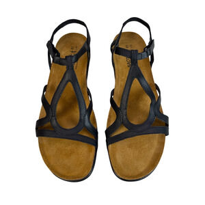 Naot Dorith Sandals Womens 10 10.5 EU 41 Black Leather Strappy Cork Footbed